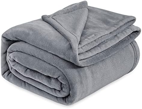 Bedsure Fleece Bed Blankets Queen Size Grey - Soft Lightweight Plush Fuzzy Cozy Luxury Fall Blanket Microfiber, Room Home Decor Gifts for Women and Men, 90x90 inches