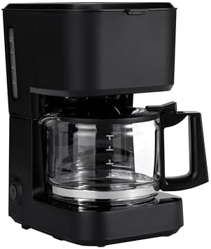 Amazon Basics 5-cup coffee machine with reusable filter and automatic shut-off function, black