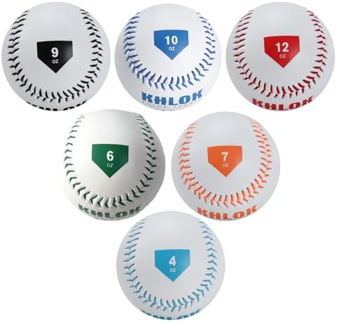 K KHLOK Multi-Color Weighted Training Baseball Set of 6