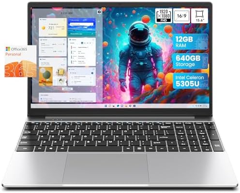 jumper Laptop, 12GB RAM 640GB ROM, Office 365-1 Year 5305U Processor, 15.6 Inch Computer, FHD IPS Screen, 38Wh Battery, 2 Stereo Speakers, USB3.0 * 2, HDMI.