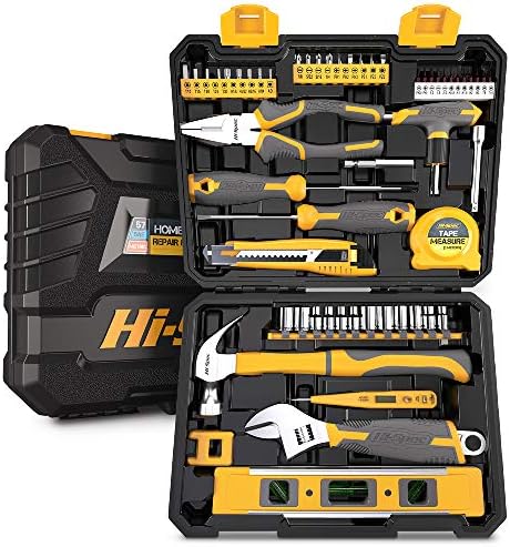 Hi-Spec 57pc Home &amp; Garage DIY Tool Kit Set. Complete Beginner Handyman and Home Mechanics Tool Box Set for Household Repairs