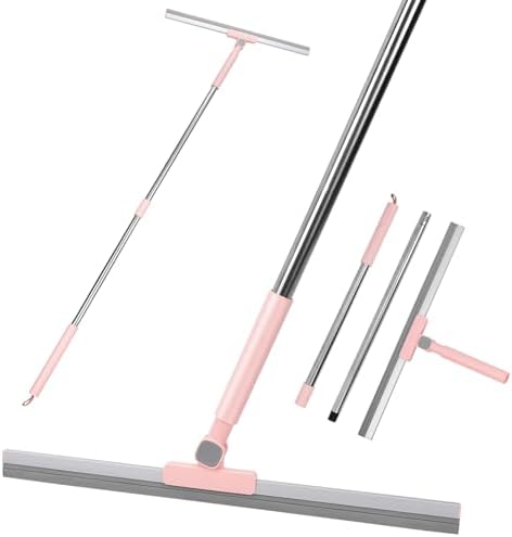 Tikaa Atok Heavy-Duty 20&#34; Floor Squeegee &amp; Silicone Broom for Concrete,Tile, Garage, Windows, Commercial Squeegee Broom with Long Handle, Pet Hair, Dust &amp; Liquid Remover for Floors\/Rugs(P