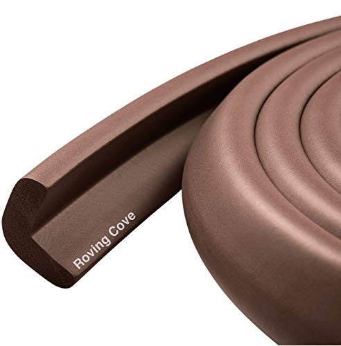 Roving Cove HeftyFit Edge Protector for Baby Proofing (6ft Large Edge Only), Heavy-Duty Soft Rubber Foam Furniture Edge Bumper Guards, Desk Edge Cushion, Wall Corner Covers, 3M Adhesive, Coffee Brown