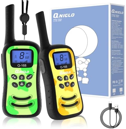 Qniglo Walkie Talkies for Kids Rechargeable 2 Pack,Camouflage Walky Talky for Children&#39;s Day Christmas Birthday Gifts Toys for Age 3-12 Boys Girls