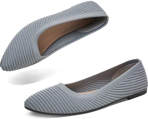 ALTOCIS Womens Knit Ballet Flats Ladies Comfortable Pointed-Toe Dressy Shoes Casual Soft Flat Shoes Ballerina Walking Flats Shoes