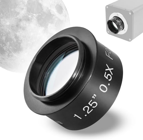 Astromania 1.25&#34; 0.5X Reducer Corrector - C-Mount Standard for C Or CS Mount CCTV Type Cameras with Telescopes - Reduces The Focal Length for Visual and Photographic Use