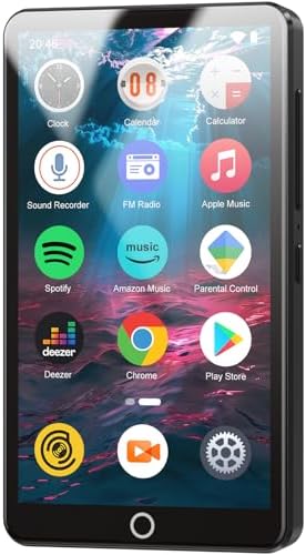 96GB MP3 Player with Bluetooth and WiFi, Portable 4.02&#34; IPS Touchscreen Music Player with Spotify, Audible, Amazon Music, Deezer, Android Mp4 Mp3 Player with Speaker, FM Radio, MP3 Player for Kids