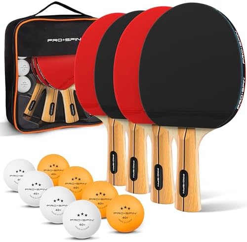 PRO SPIN Ping Pong Paddles - High-Performance Set with Premium Table Tennis Rackets, 3-Star Ping Pong Balls, Compact Storage Case  Professional Quality Ping Pong Paddle Set  Indoor &amp; Outdoor Games