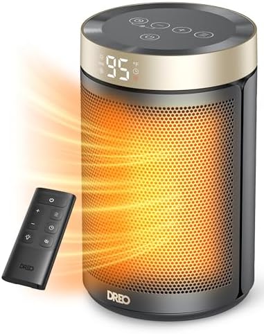 Dreo Space Heater, Portable Electric Heater, Suitable for Indoor Use Thermostat and Remote Control, Upgraded in 2024, Digital Display, 12 Hour Timer, 5 Modes, 1500W PTC Ceramic Fast and Safe Heating, 