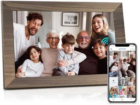Canupdog 10.1 WiFi digital photo frame, IPS touch screen intelligent cloud digital photo frame, with 16GB storage space, wall mounted, automatic rotation, sharing photos anytime, anywhere through the 