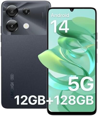UMIDIGI G9 5G Cell Phone, Android 14 Unlocked Phones, 12(6+6) GB +128GB\/1TB TF Expand, 5G Dual SIM, 50MP Camera, 6.75&#34; HD+ 90Hz Display, AI Face &amp; Fingerprint Unlock, 5000mAh Android Phone Bl