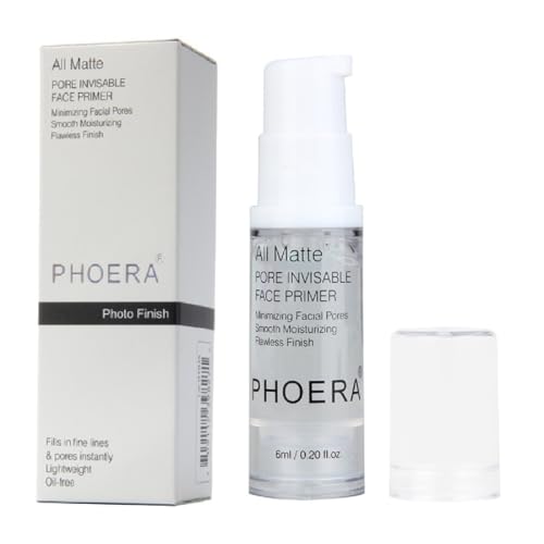PHOERA Primer,Pro Makeup Primer,Long Lasting Hydrating Smoothing Isolated Moisturizing Oil Free Effect Make Up Base Matte Face Foundation Primer(Travel Size 6 ML)