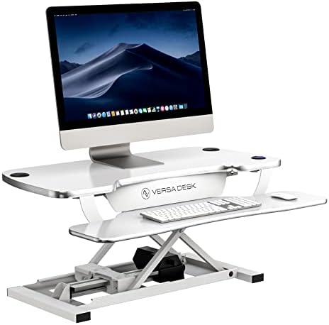 VRSADESK PowerPro™ Electric Standing Desk Converter - Height Adjustable Desk Riser with Keyboard Tray - Holds 80 lbs - Built-in USB Charging Port - Ergonomic Sit Stand Workstation  White (36 inch)