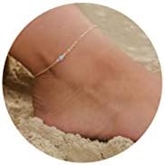 Kyerlyn Dainty Simple Chain Anklet for Women 18k Gold\/Silver Plated Summer Beach Beaded Evil Eye Moon Figaro Butterfly Satellite Cuban Pearl Flat Marina Anklet Gift