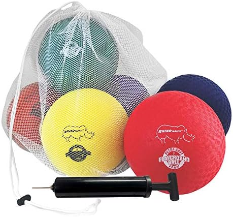 Champion Sports Super Soft Playground Ball Set \u2013 Rhino Skin® Foam Inflatable Balls for Indoor &amp; Outdoor Play Durable, Lightweight &amp; Safe for All Ages, Set of 6 with Pump &amp; Mesh Bag